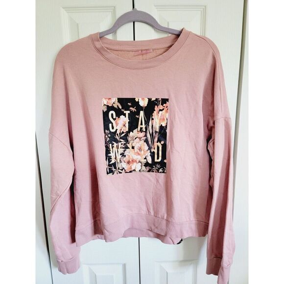 Betsey Johnson XL Performance Sweatshirt Stay Wild‎ Graphic Mauve L/S - Picture 1 of 7